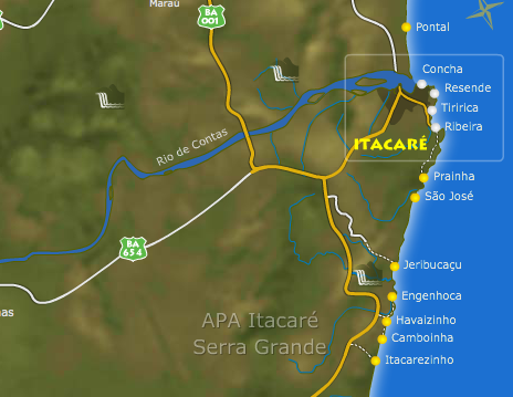 Mapa Itacaré - Praias