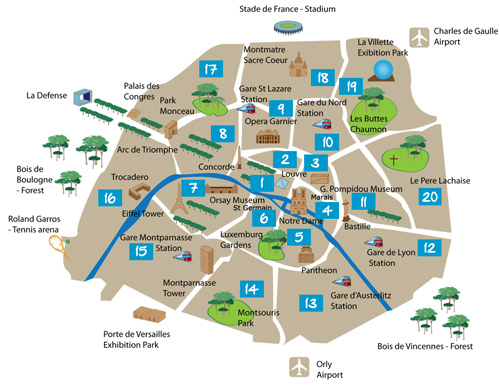 Mapa turístico Paris
