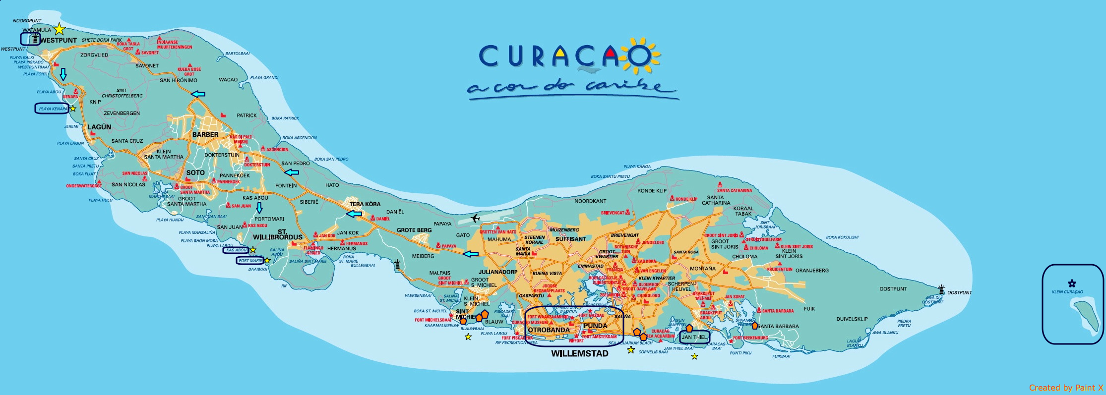 curaçao mapa