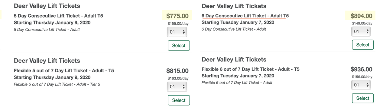 preço Deer Valley