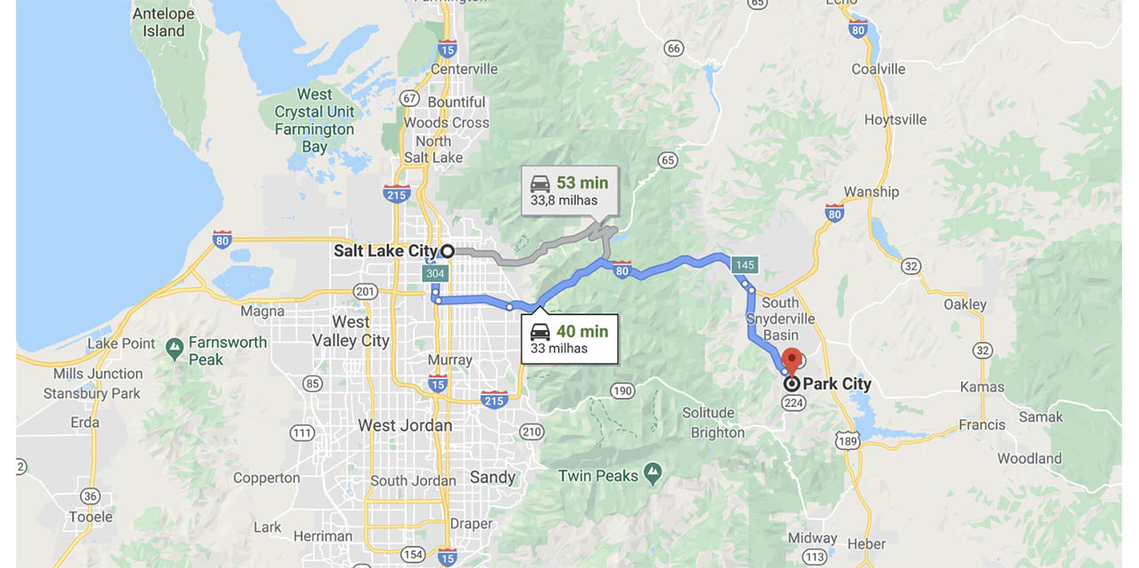 mapa de Salt Lake City a park city