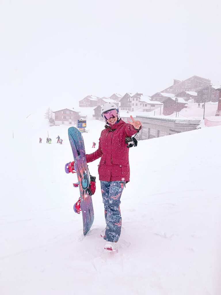Raquel na neve na Suíça